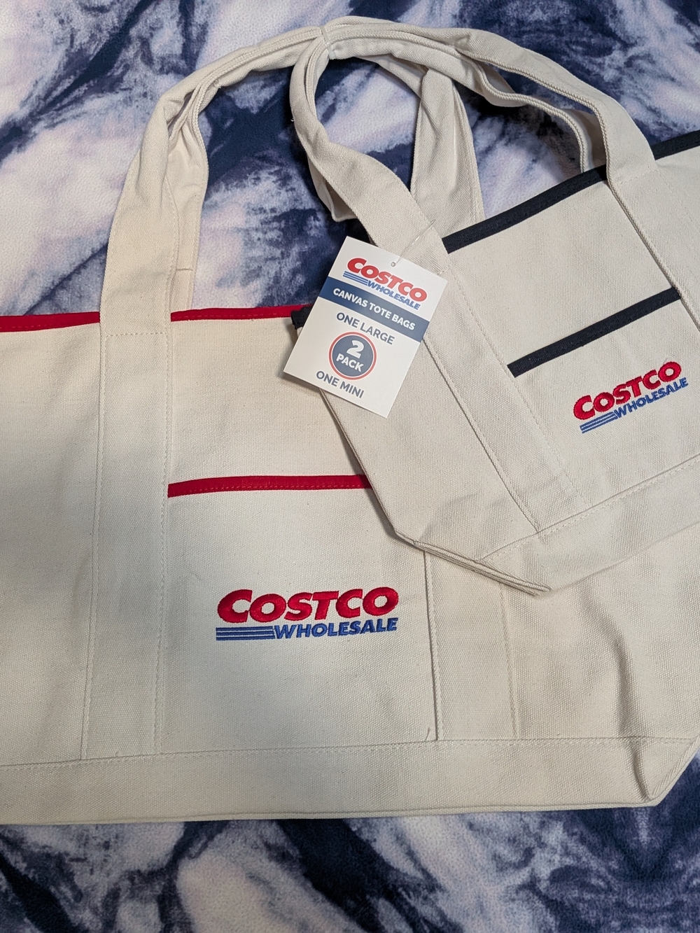 Costco Canvas Tote Bags - Set Of Large And Mini BNWT